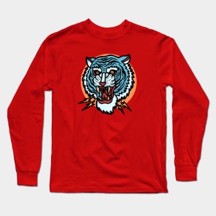 Retro Tiger Head Tattoo Design Long Sleeve T-Shirt